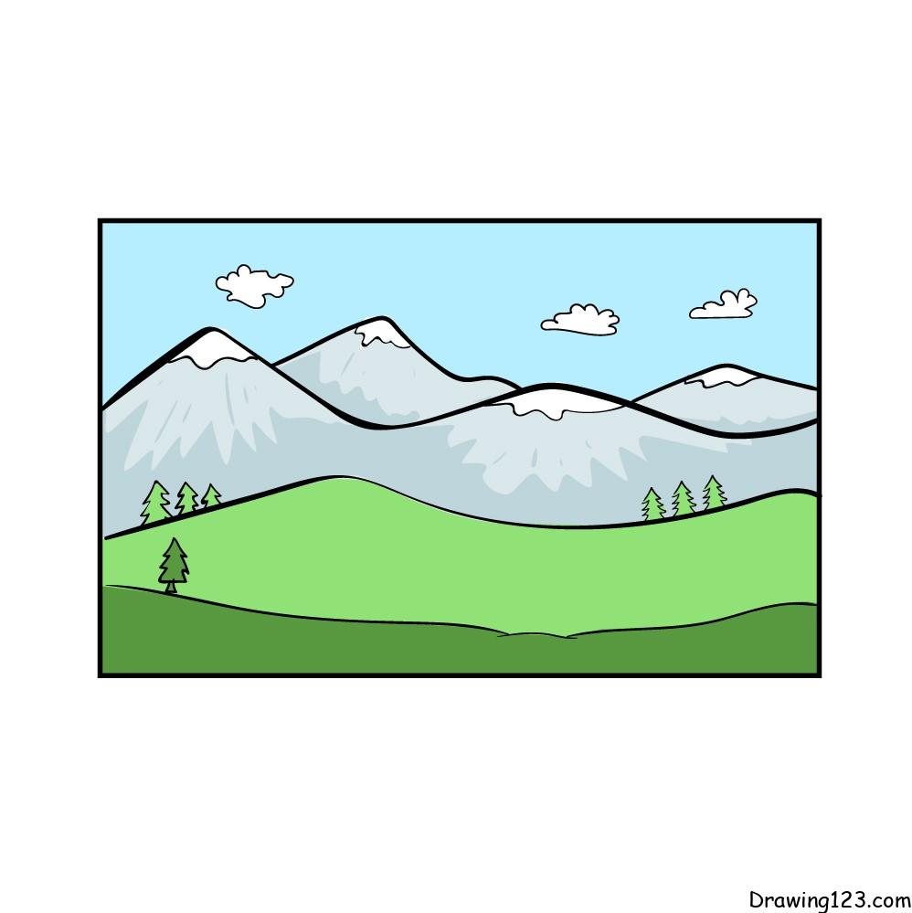 Jak Nakreslit mountain-drawing-step-6