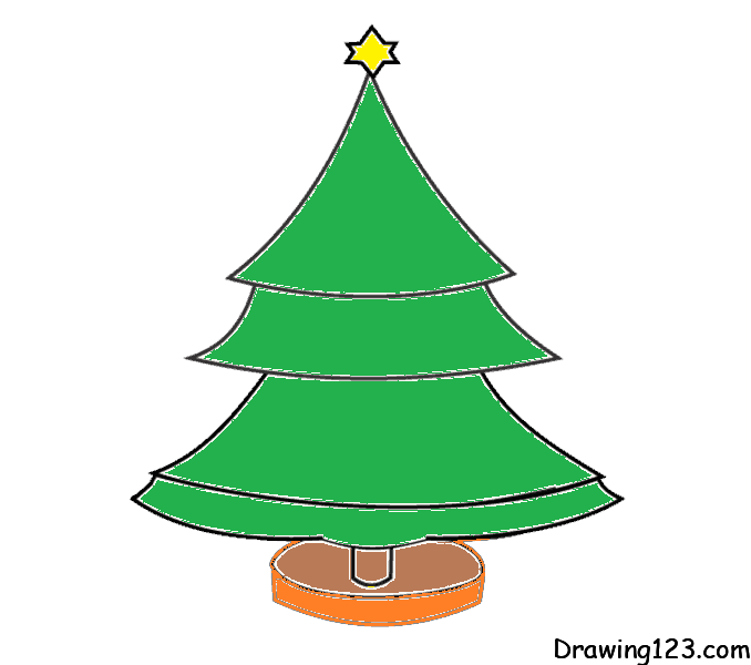 Jak Nakreslit christmas-tree-drawing-step-9