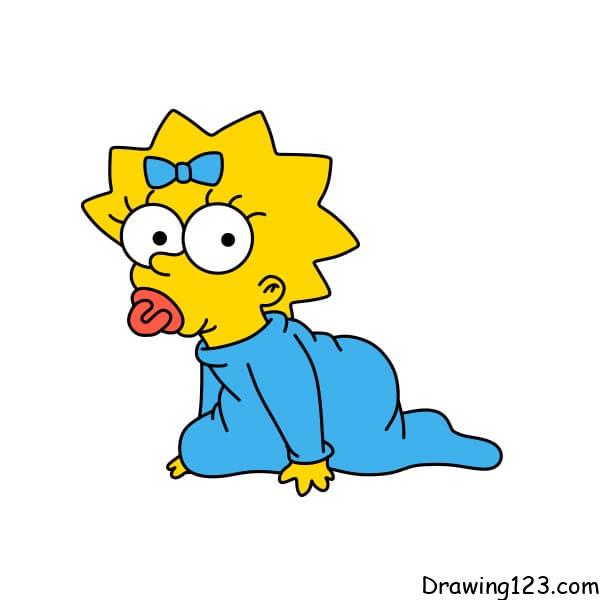 Jak Nakreslit drawing-Maggie-Simpson-step-7-3