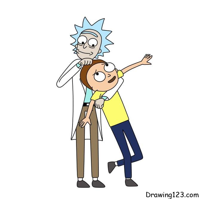 Jak Nakreslit drawing-Rick-and-Morty-step-13