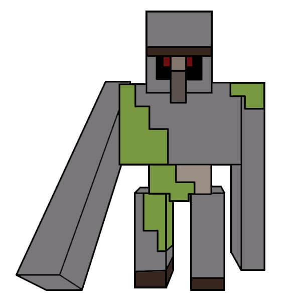 Jak Nakreslit Minecraft Iron Golem 10