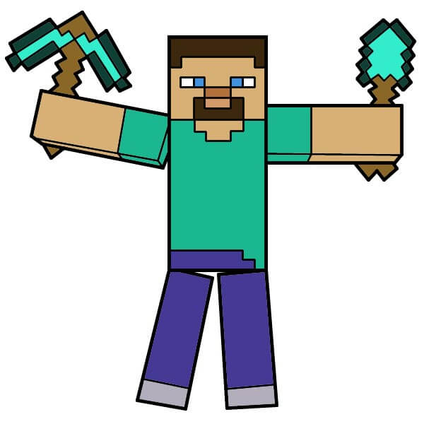 Jak Nakreslit Minecraft Steve 2-12